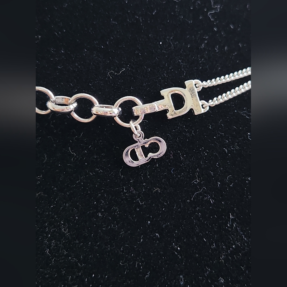 DIOR Enamel Charm Silver Tone Choker Necklace - Picture 5 of 5